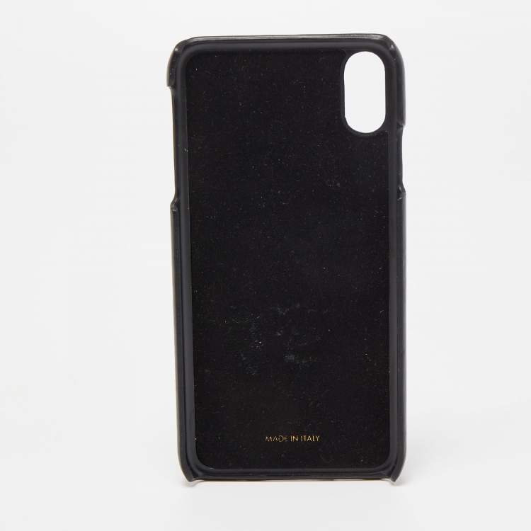 Pre Owned Dolce & Gabbana Black Quilted Leather Devotion iPhone XS Cover