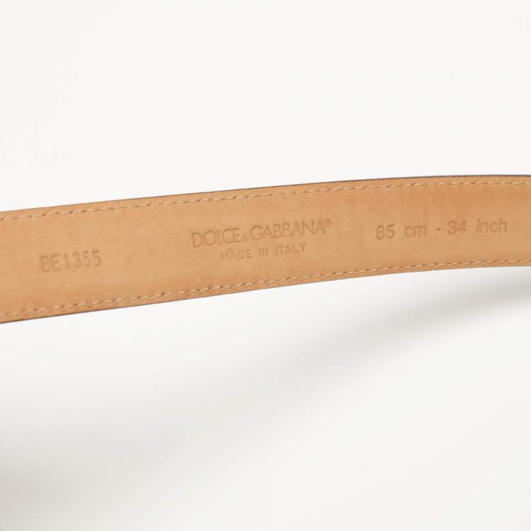 مملوكة مسبقًا Dolce & Gabbana Black Leather DG Logo Slim Belt 85CM