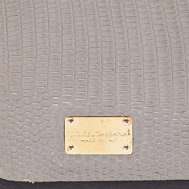 Pre Owned Dolce & Gabbana Grey Lizard Embossed Leather iPhone 6 Cover