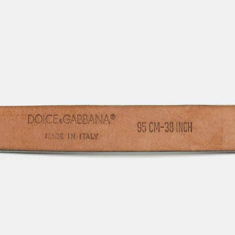 Pre Owned Dolce & Gabbana Silver Leather and Cord DG Logo Double Wrap Belt 95CM