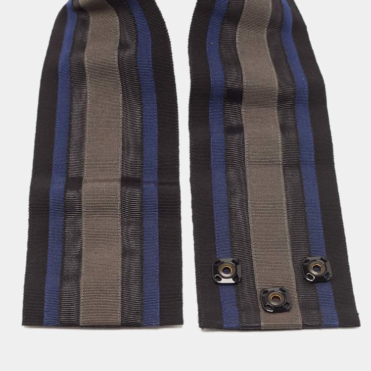 Pre Owned Dolce & Gabbana Tri Color Stripe Elastic Butterfly Crystals Waist Belt