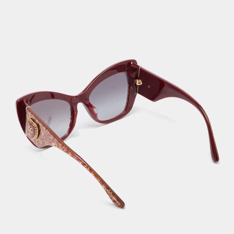 Pre Owned Dolce & Gabbana Red/Gold Gradient  DG4349 Sacred Heart Butterfly Sunglasses