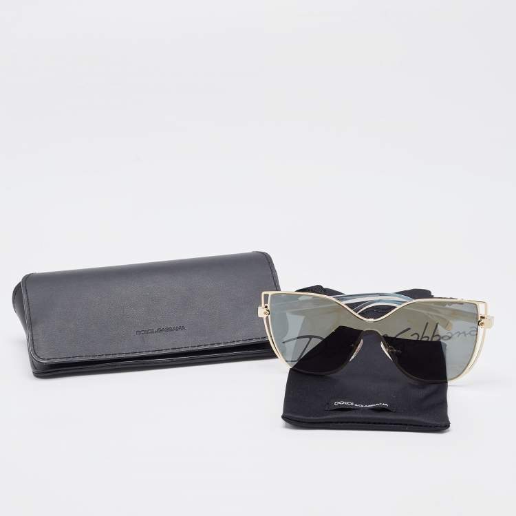 Pre Owned Dolce & Gabbana Black/Gold Mirrored DG2236 Metal Butterfly Sunglasses