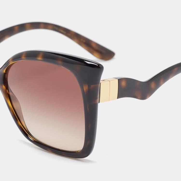 Pre Owned Dolce & Gabbana Brown Tortoise Gradient DG6168 Butterfly Sunglasses