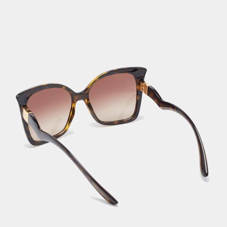 Pre Owned Dolce & Gabbana Brown Tortoise Gradient DG6168 Butterfly Sunglasses