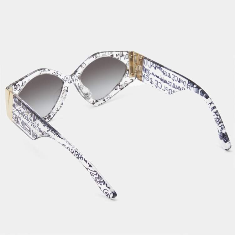 Pre Owned Dolce & Gabbana Grey Gradient DG4396 Graffiti Oval Sunglasses