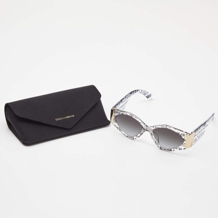 Pre Owned Dolce & Gabbana Grey Gradient DG4396 Graffiti Oval Sunglasses