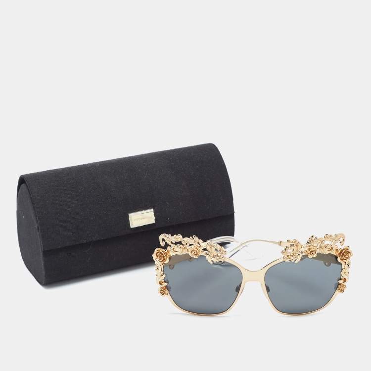 مملوكة مسبقًا Dolce & Gabbana Gold/Black DG2121 Baroque Butterfly Sunglasses