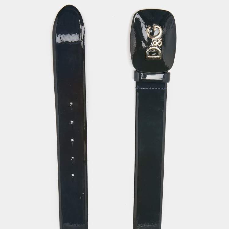Pre Owned D&G Green Patent Leather Buckle Belt 90CM