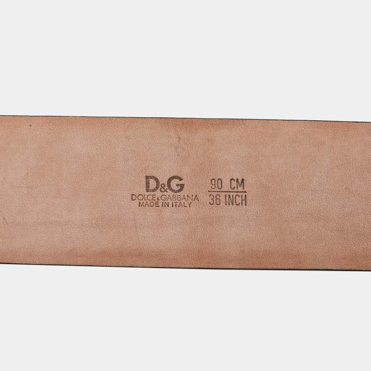 Pre Owned D&G Green Patent Leather Buckle Belt 90CM