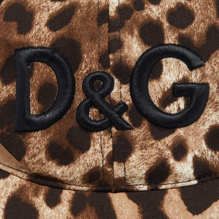 Pre Owned Dolce & Gabbana Logo Embroidered Leopard Print Cotton Blend Baseball Cap Size 57