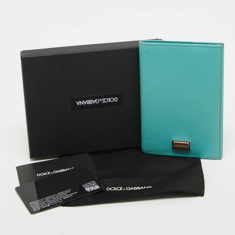 Pre Owned Dolce & Gabbana Turquoise Leather Passport Holder