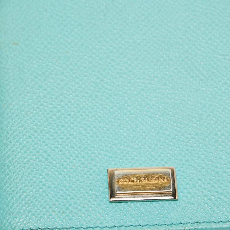 Pre Owned Dolce & Gabbana Turquoise Leather Passport Holder