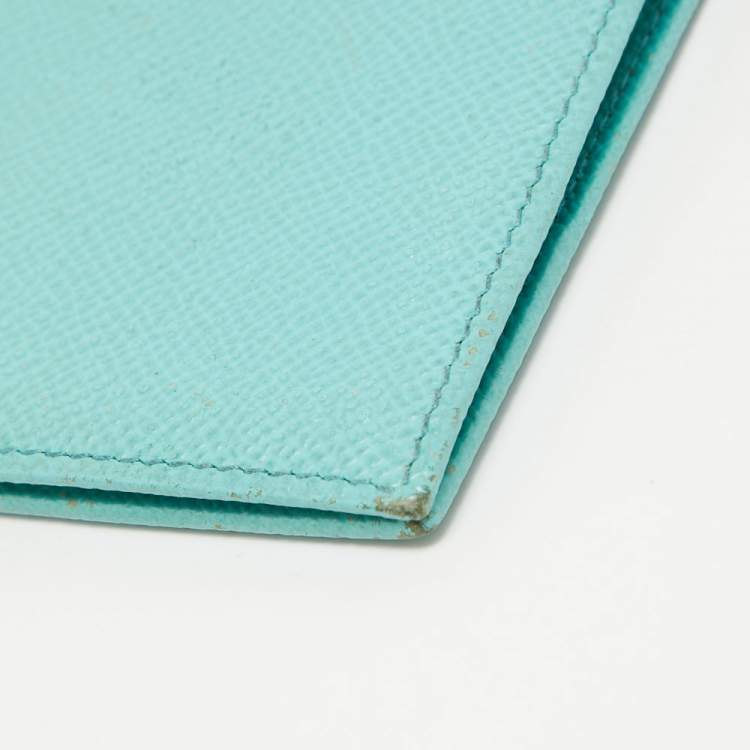 Pre Owned Dolce & Gabbana Turquoise Leather Passport Holder