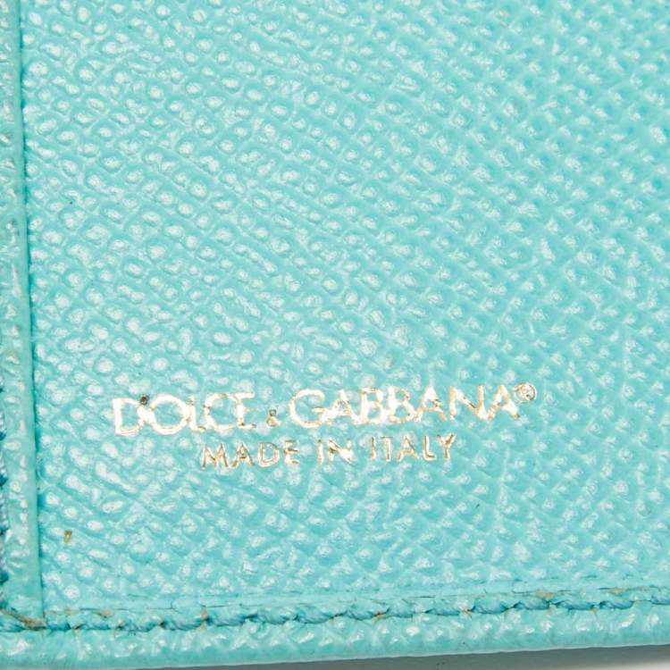 Pre Owned Dolce & Gabbana Turquoise Leather Passport Holder