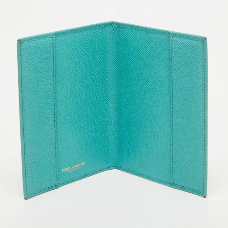Pre Owned Dolce & Gabbana Turquoise Leather Passport Holder
