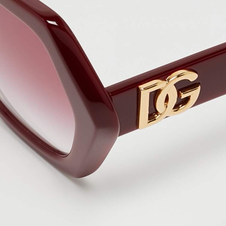 Pre Owned Dolce & Gabbana Burgundy Gradient GG4406 Geometric Sunglasses