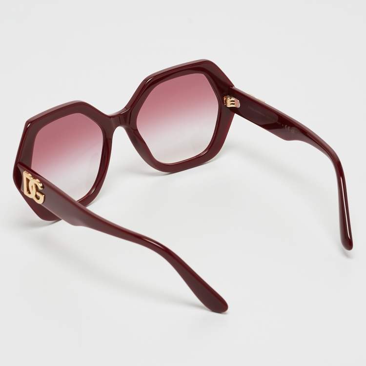Pre Owned Dolce & Gabbana Burgundy Gradient GG4406 Geometric Sunglasses