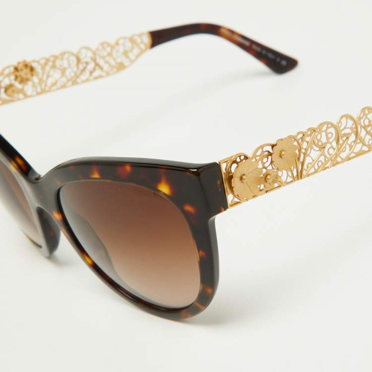 Pre Owned Dolce & Gabbana Brown Havana/Brown Gradient DG4211 Filigrana Cat-Eye Sunglasses