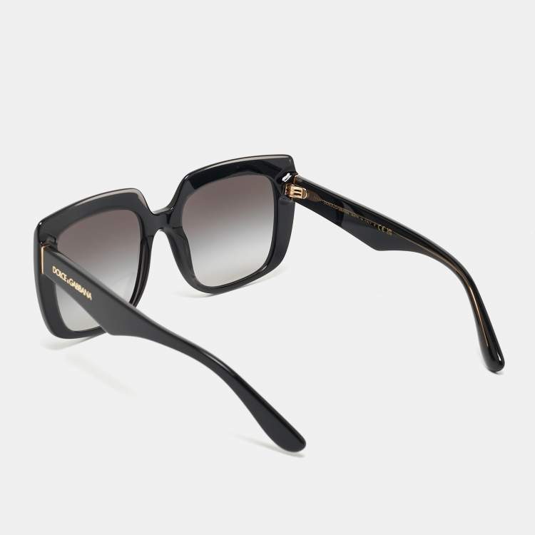 Pre Owned Dolce & Gabbana Black/Grey Gradient DG4414 Oversized Sunglasses