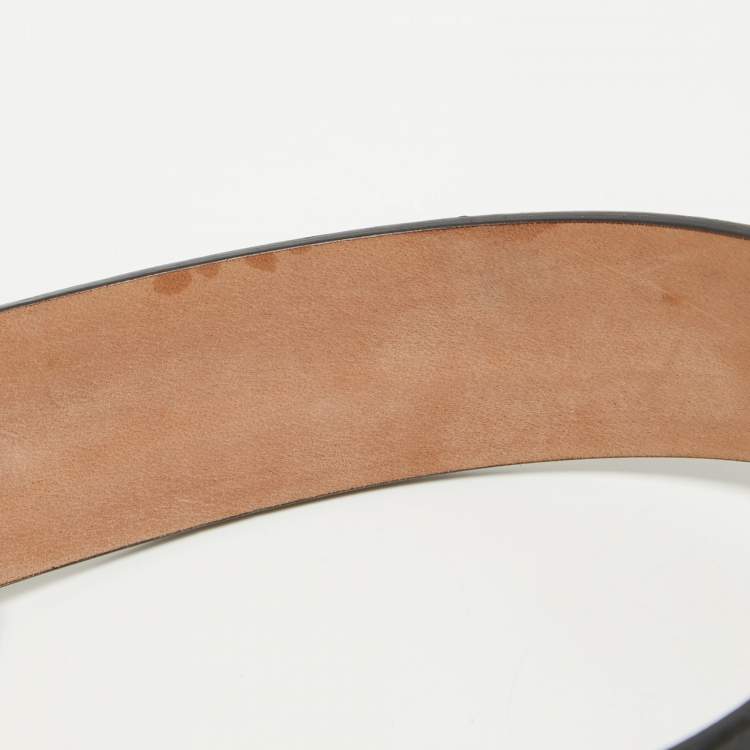 Pre Owned Dolce & Gabbana Black Patent Leather Buckle Belt 95 CM