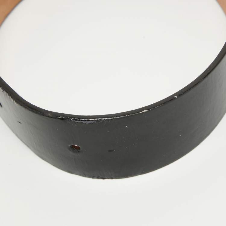 Pre Owned Dolce & Gabbana Black Patent Leather Buckle Belt 95 CM