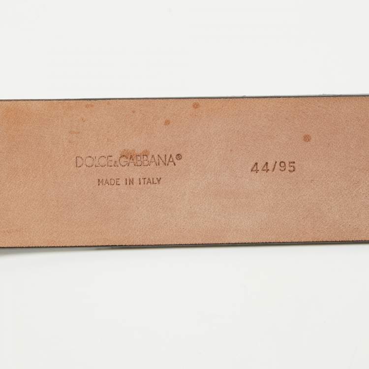 Pre Owned Dolce & Gabbana Black Patent Leather Buckle Belt 95 CM