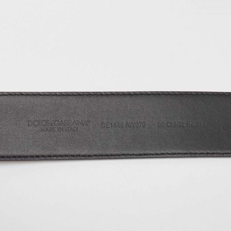 Pre Owned Dolce & Gabbana Black Leather DG Logo Buckle Belt 80 CM