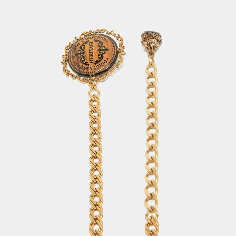 Pre Owned Dolce & Gabbana Gold Heritage Chain Belt