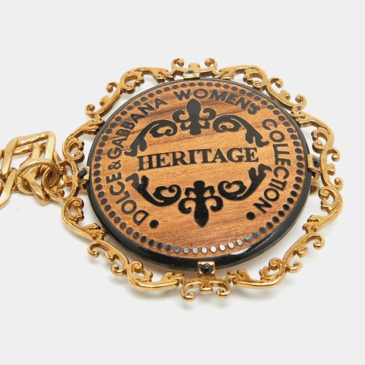 Pre Owned Dolce & Gabbana Gold Heritage Chain Belt