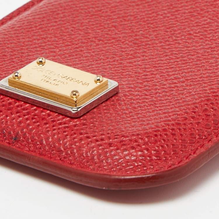 Pre Owned Dolce & Gabbana Red Leather iPhone 4G Case