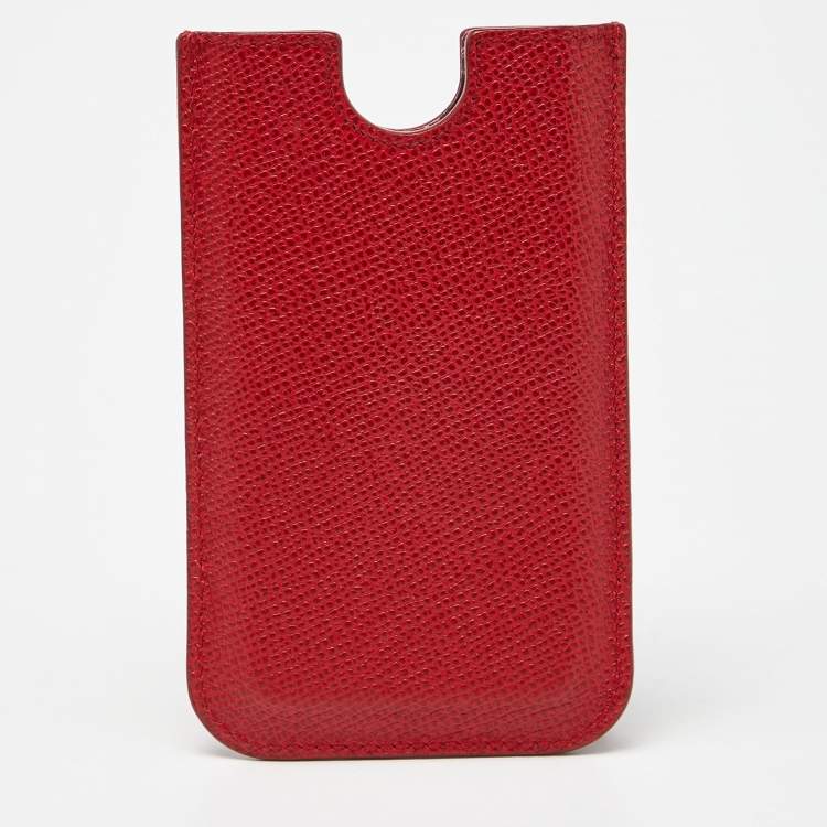 Pre Owned Dolce & Gabbana Red Leather iPhone 4G Case