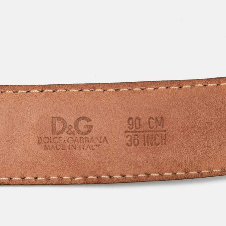 Pre Owned Dolce & Gabbana Black Leather D&G Logo Buckle Belt 90CM