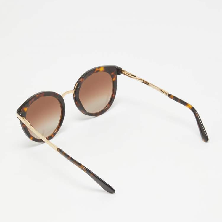 Pre Owned Dolce & Gabbana Tortoise Brown Gradient DG4268 Round Sunglasses