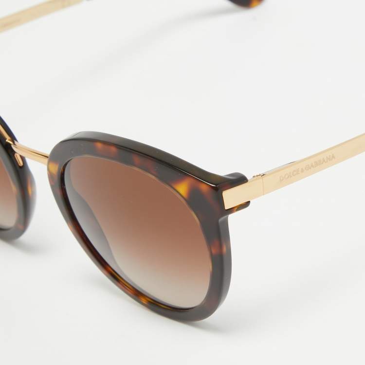 Pre Owned Dolce & Gabbana Tortoise Brown Gradient DG4268 Round Sunglasses