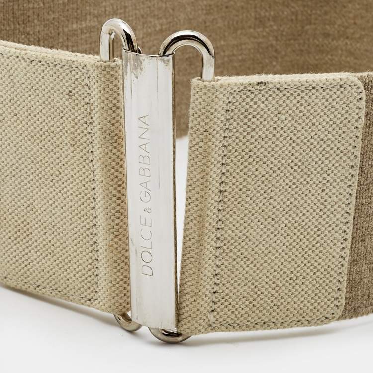 Pre Owned Dolce & Gabbana Beige Canvas and Elastic Wide Waist Belt