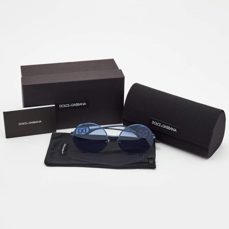 Pre Owned Dolce & Gabbana Blue Sicilian Sweet Round Sunglasses