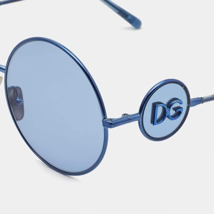 Pre Owned Dolce & Gabbana Blue Sicilian Sweet Round Sunglasses
