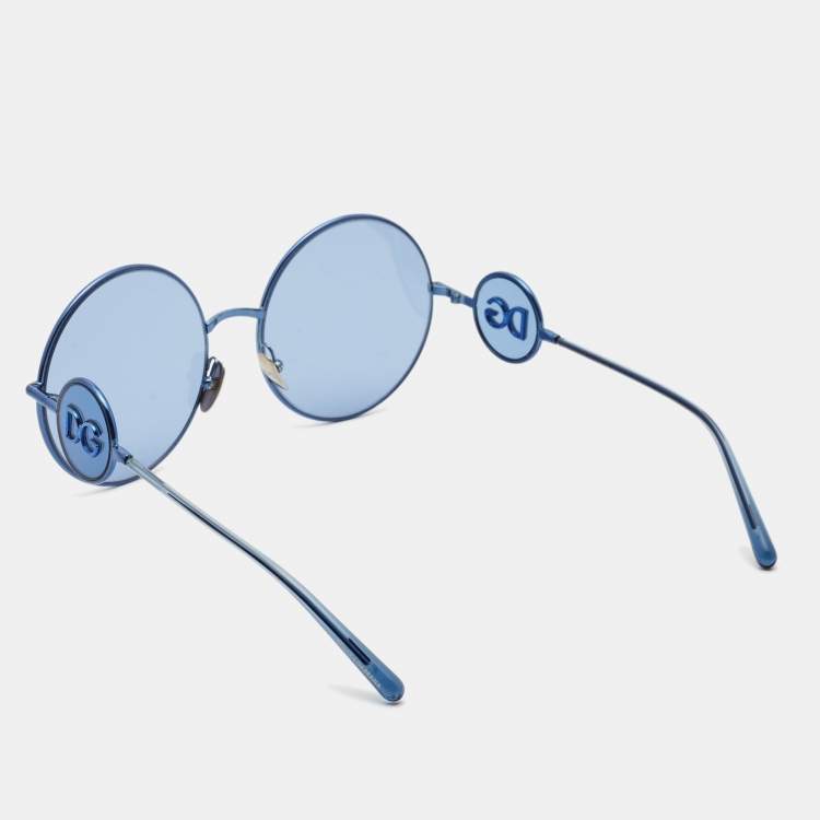 Pre Owned Dolce & Gabbana Blue Sicilian Sweet Round Sunglasses