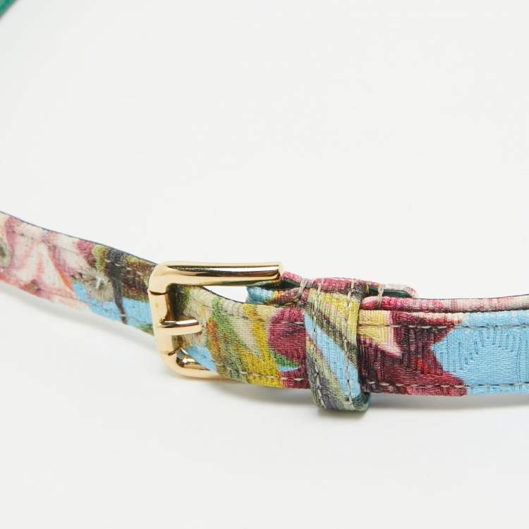 Pre Owned Dolce & Gabbana Multicolor Floral Print Fabric Slim Buckle Belt 80CM