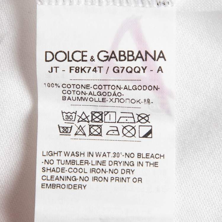 Pre Owned Dolce & Gabbana White Logo Print Cotton Jersey T-Shirt S