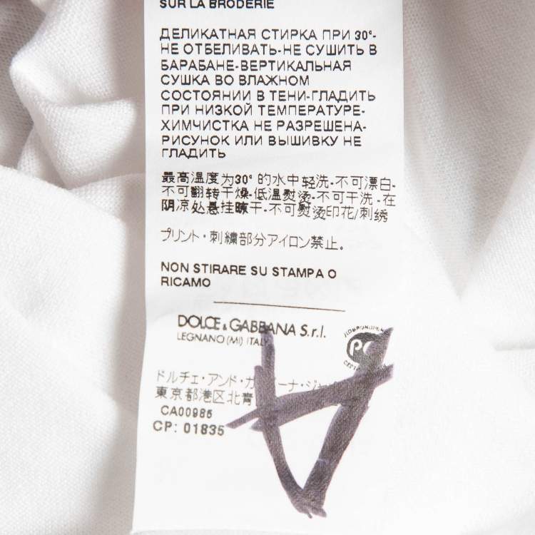 Pre Owned Dolce & Gabbana White Logo Print Cotton Jersey T-Shirt S