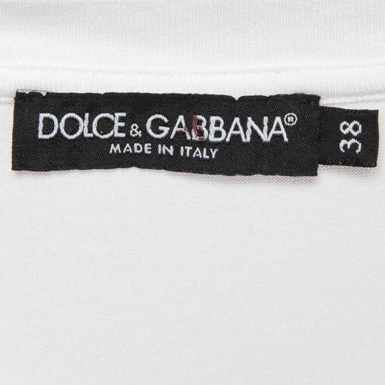 Pre Owned Dolce & Gabbana White Logo Print Cotton Jersey T-Shirt S