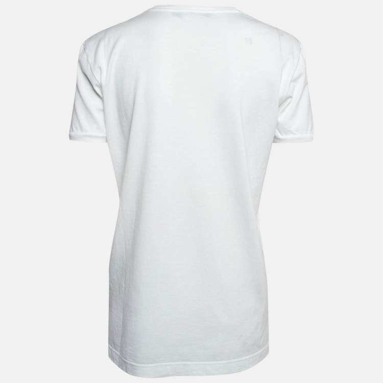 Pre Owned Dolce & Gabbana White Logo Print Cotton Jersey T-Shirt S