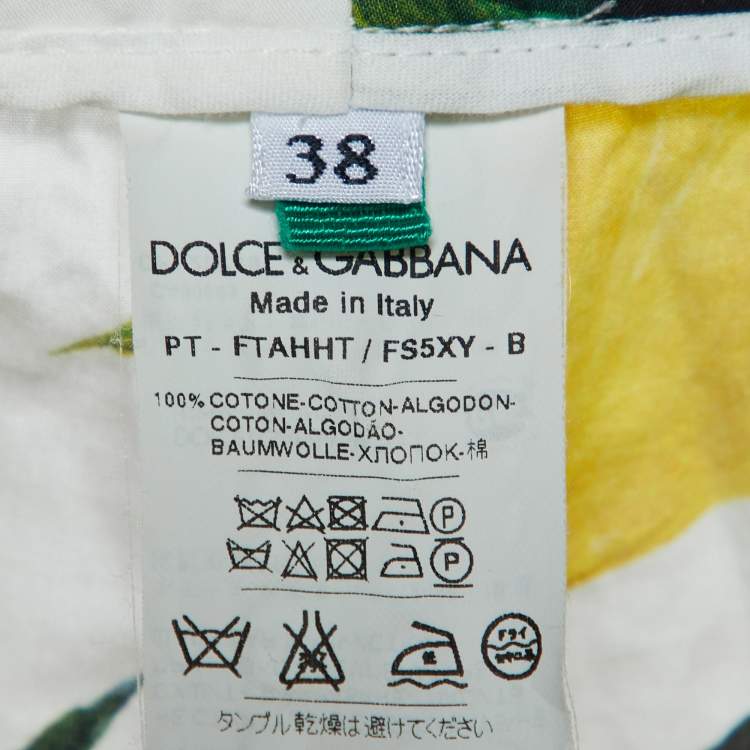Pre Owned Dolce & Gabbana White Printed Cotton Trousers S