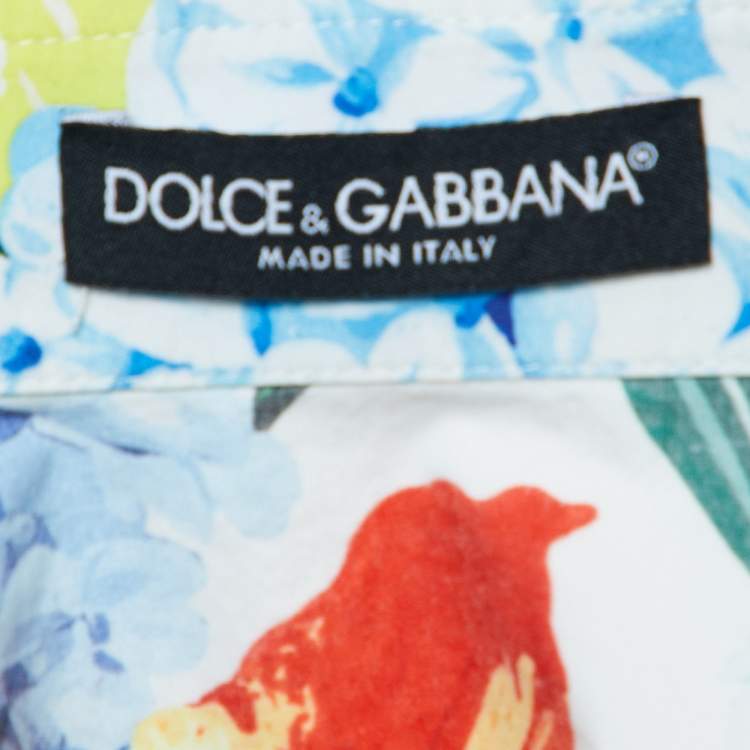 مملوكة مسبقًا Dolce & Gabbana Multicolor Floral Print Cotton Tie-Up Crop Shirt S