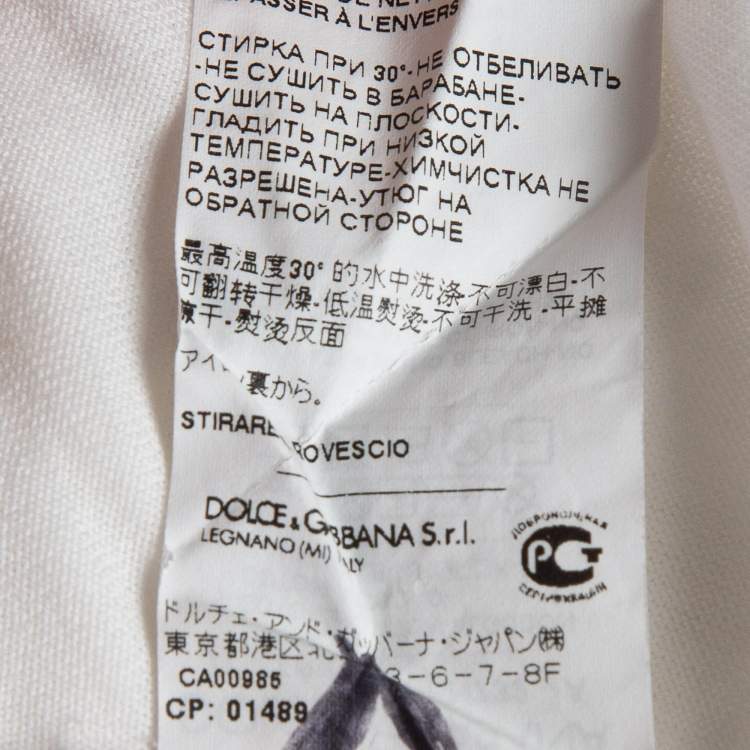 مملوكة مسبقًا Dolce & Gabbana White Printed Cotton T-Shirt S