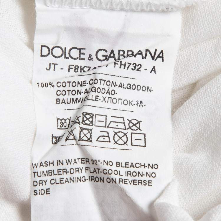 مملوكة مسبقًا Dolce & Gabbana White Printed Cotton T-Shirt S