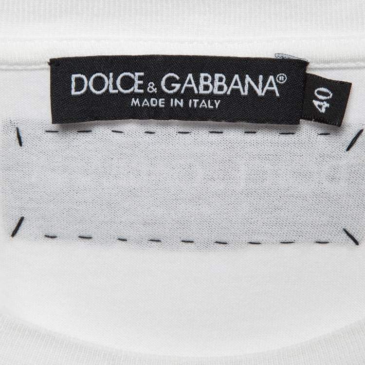 مملوكة مسبقًا Dolce & Gabbana White Printed Cotton T-Shirt S