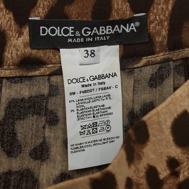 Pre Owned Dolce & Gabbana Brown Leopard Printed Silk Skirt S